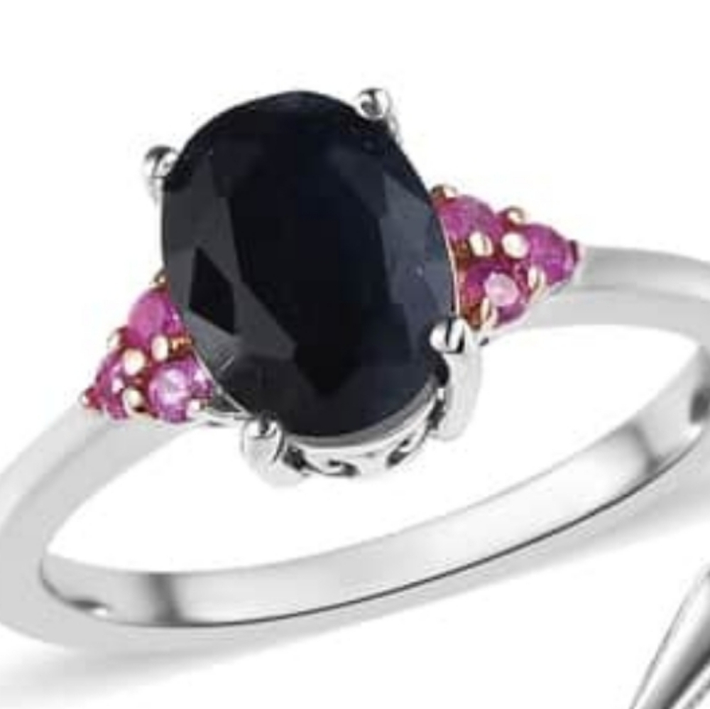 Blue & Pink Sapphire Ring Size 8